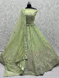 Fascinating Sea Green Sequins Net Engagement Wear Lehenga Choli - Zeel Clothing