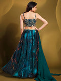 Fascinating Teal Blue Sequins Organza Party Wear Lehenga Choli - Zeel Clothing