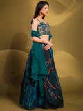 Fascinating Teal Blue Sequins Organza Party Wear Lehenga Choli - Zeel Clothing