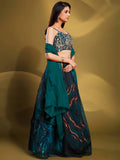 Fascinating Teal Blue Sequins Organza Party Wear Lehenga Choli - Zeel Clothing