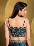 Fascinating Teal Blue Sequins Organza Party Wear Lehenga Choli - Zeel Clothing