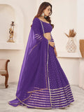 Fascinating Violet Sequins Georgette Engagement Wear Lehenga Choli - Zeel Clothing
