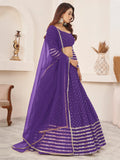 Fascinating Violet Sequins Georgette Engagement Wear Lehenga Choli - Zeel Clothing
