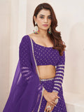 Fascinating Violet Sequins Georgette Engagement Wear Lehenga Choli - Zeel Clothing