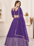 Fascinating Violet Sequins Georgette Engagement Wear Lehenga Choli - Zeel Clothing