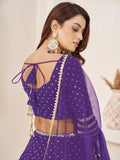 Fascinating Violet Sequins Georgette Engagement Wear Lehenga Choli - Zeel Clothing