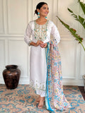 Fascinating White Embroidered Chanderi Silk Event Wear Pant Suit - Zeel Clothing