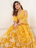 Fascinating Yellow Embroidered Net Haldi Wear Lehenga Choli - Zeel Clothing
