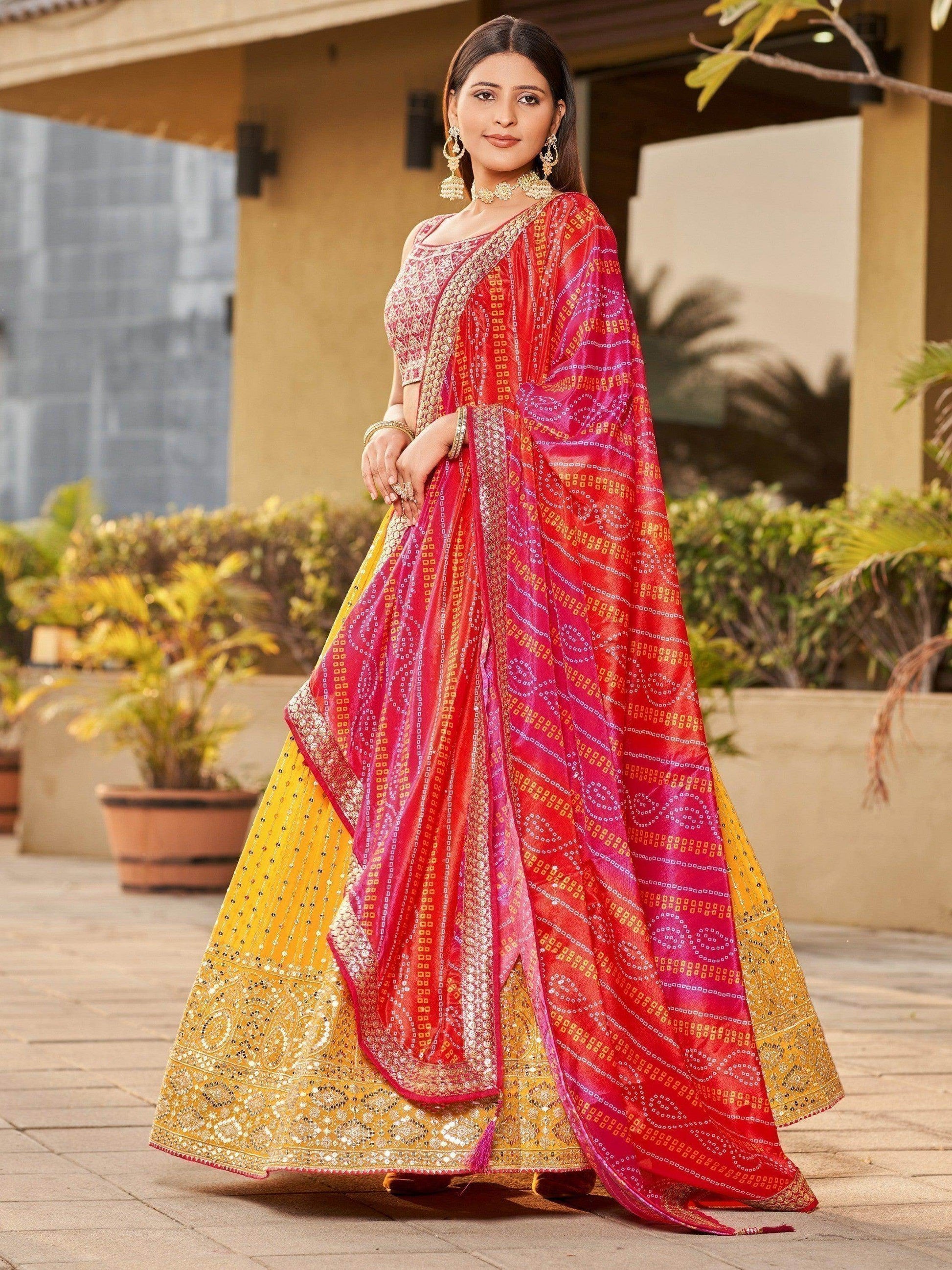Fascinating Yellow Sequins Georgette Traditional Lehenga Choli - Zeel Clothing