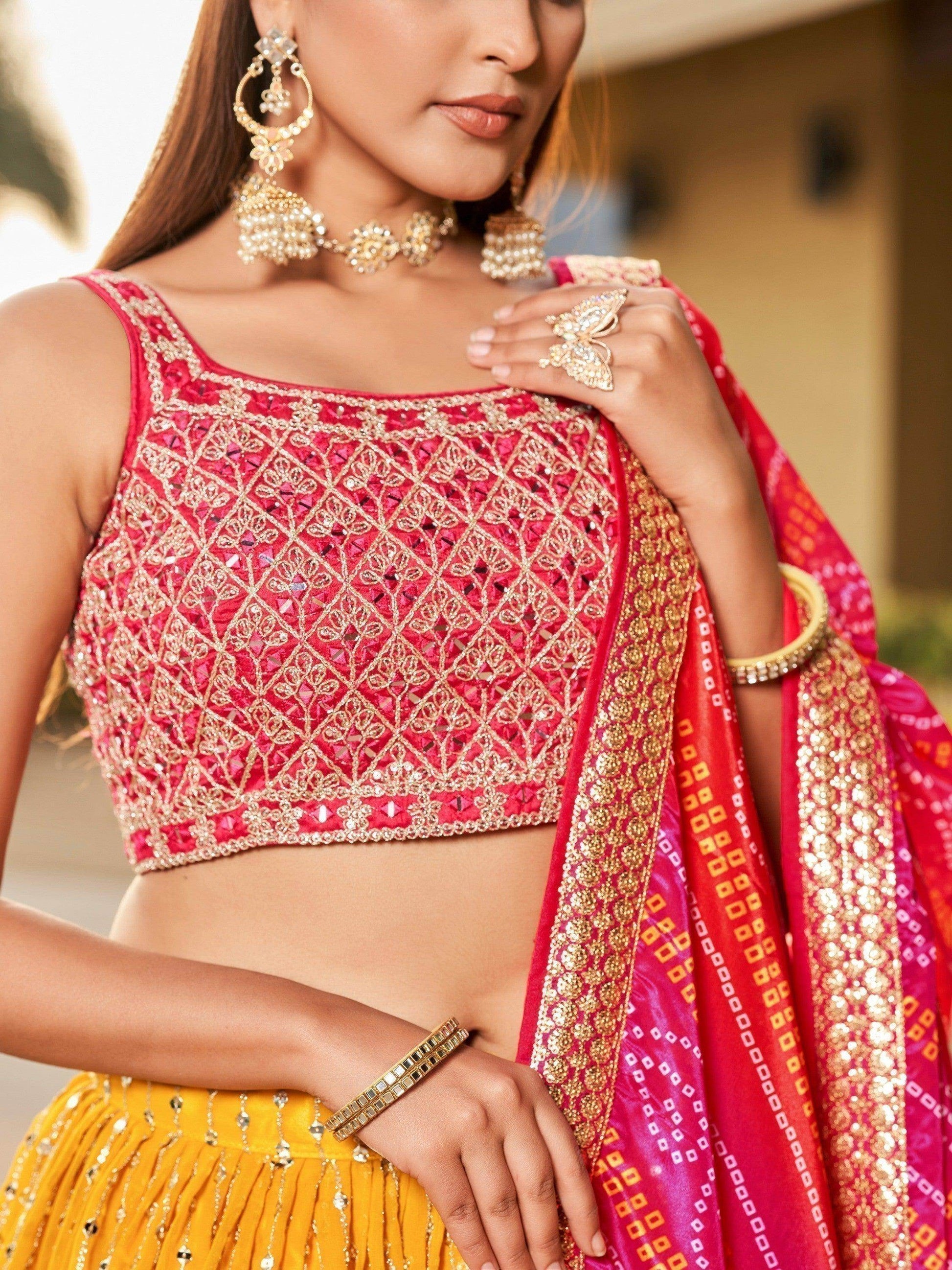 Fascinating Yellow Sequins Georgette Traditional Lehenga Choli - Zeel Clothing