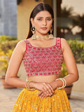 Fascinating Yellow Sequins Georgette Traditional Lehenga Choli - Zeel Clothing