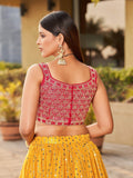 Fascinating Yellow Sequins Georgette Traditional Lehenga Choli - Zeel Clothing