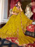 Fascinating Yellow Thread Work Georgette Haldi Wear Lehenga Choli - Zeel Clothing
