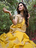 Fascinating Yellow Zari Weaving Organza Haldi Wear Saree With Blouse - Zeel Clothing