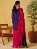 Fashionable Purple Sequins Work Organza Festival Wear Palazzo Suit