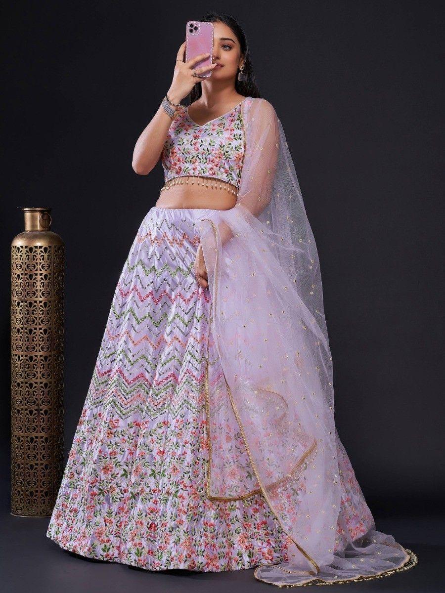 Amazing Light Purple Sequins Stain Lehenga Choli With Dupatta