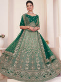 Fetching Green Sequins Net Bridal Wear Lehenga Choli With Dupatta - Zeel Clothing