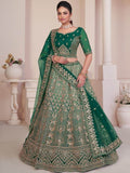 Fetching Green Sequins Net Bridal Wear Lehenga Choli With Dupatta - Zeel Clothing