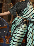 Fetching Mint Green Printed Satin Party Wear Saree With Blouse - Zeel Clothing