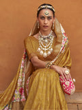 Fetching Mustard Yellow Floral Printed Silk Saree With Blouse - Zeel Clothing