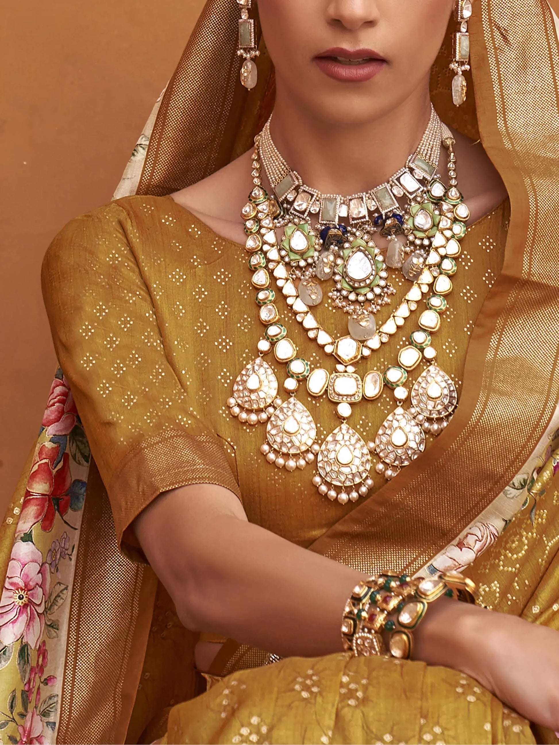Fetching Mustard Yellow Floral Printed Silk Saree With Blouse - Zeel Clothing