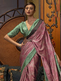 Fetching Pink Printed Satin Festival Wear Saree With Blouse - Zeel Clothing