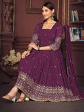 Fetching Purple Embroidered Georgette Party Wear Anarkali Suit - Zeel Clothing