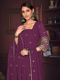 Fetching Purple Embroidered Georgette Party Wear Anarkali Suit - Zeel Clothing