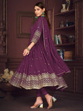 Fetching Purple Embroidered Georgette Party Wear Anarkali Suit - Zeel Clothing