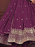Fetching Purple Embroidered Georgette Party Wear Anarkali Suit - Zeel Clothing