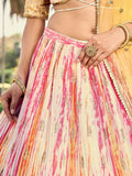 Fetching White & Yellow Digital Printed Chinon Haldi Wear Lehenga Choli - Zeel Clothing