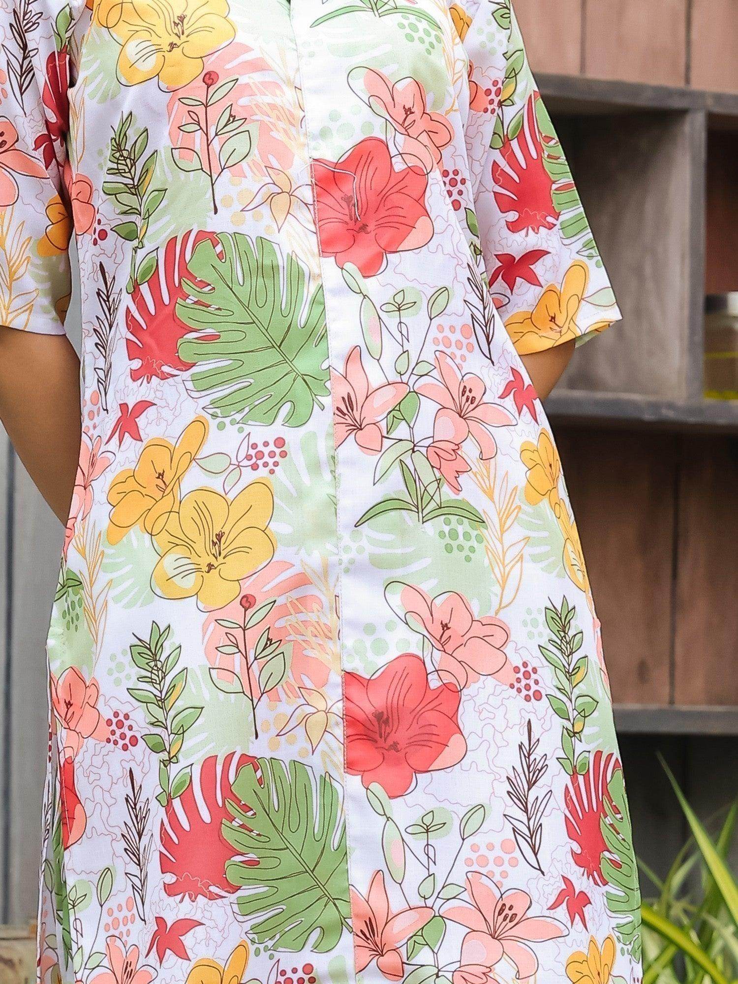 Fetching White Digital Printed Cotton Top Palazzo Co-Ord Set - Zeel Clothing