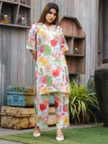 Fetching White Digital Printed Cotton Top Palazzo Co-Ord Set - Zeel Clothing
