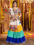 Fiery Multi-Color Thread Embroidery Cotton Navratri Special Ruffle Lehenga Choli - Zeel Clothing