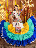 Fiery Multi-Color Thread Embroidery Cotton Navratri Special Ruffle Lehenga Choli - Zeel Clothing