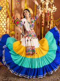 Fiery Multi-Color Thread Embroidery Cotton Navratri Special Ruffle Lehenga Choli - Zeel Clothing