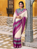 Fine Off-White Zari Weaving Cotton Festive Wear Saree With Blouse
