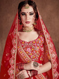 Flattering Red Colored Designer Bridal wear Embroidered Lehenga Choli - Zeel Clothing
