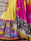 Floaty Mustard Yellow Kalamkari Print Tussar Silk Traditional Lehenga Choli - Zeel Clothing