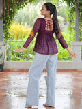 Floaty Wine Gamthi Work Georgette Navratri Wear Peplum Style Top - Zeel Clothing