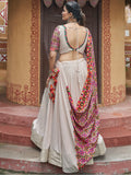 Glamorous Beige Rayon Navratri Wear Lehenga Choli With Dupatta - Zeel Clothing
