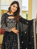 Glamorous Black Embroidered Georgette Reception Wear Lehenga Choli - Zeel Clothing