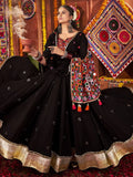 Glamorous Black Mirror Work Cotton Lehenga Choli With Dupatta - Zeel Clothing