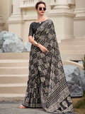 Glamorous Black Printed Silk Event Wear Saree With Blouse - Zeel Clothing