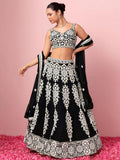Glamorous Black Thread Work Georgette Traditional Wear Lehenga Choli
