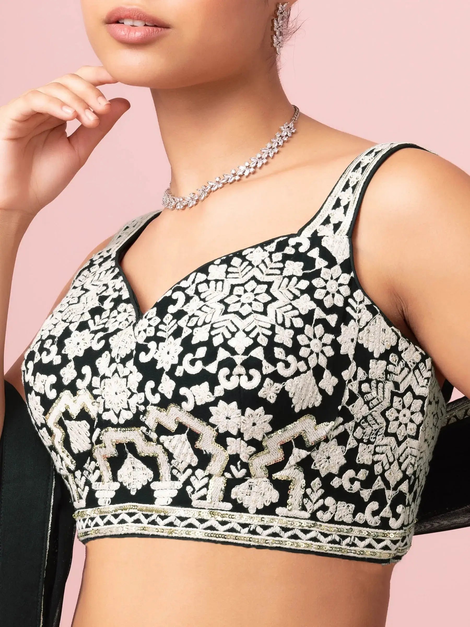 Glamorous Black Thread Work Georgette Traditional Wear Lehenga Choli - Zeel Clothing