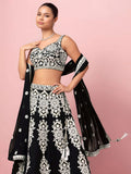 Glamorous Black Thread Work Georgette Traditional Wear Lehenga Choli