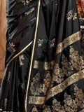 Glamorous Black Zari Weaving Satin Traditional Saree With Blouse - Zeel Clothing