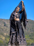 Glamorous Black Zari Work Chinon Event Wear Lehenga Choli - Zeel Clothing