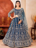 Glamorous Blue Sequins Net Reception Wear Lehenga Choli With Dupatta